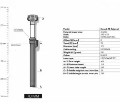 PRO Koryak Vario DSP Sattelstuetze 27,2 X 400mm Hub 70mm Extern Mit Hebel -Cane Creek Verkäufe 58776 4